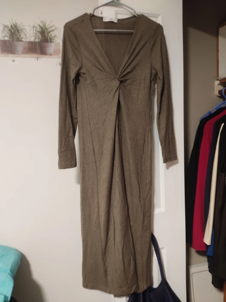 MNG Olive Green Long Sleeve Dress - Size S - photo 4