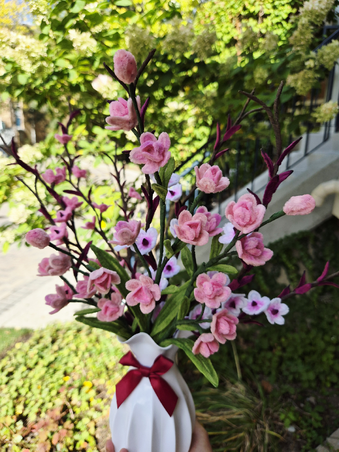 Handmade Pipe Cleaner Flower – Peach Blossom Arrangement - photo 2