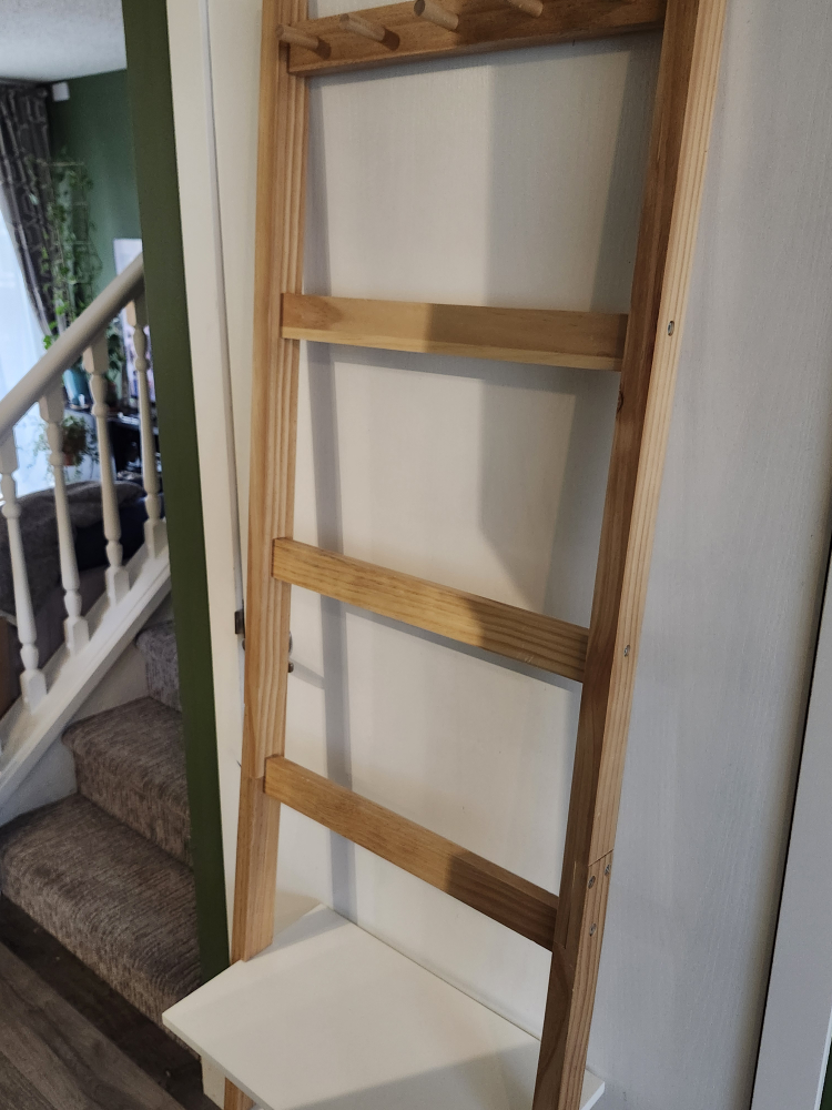 Wooden Ladder Shelf with White Shelves - photo 2