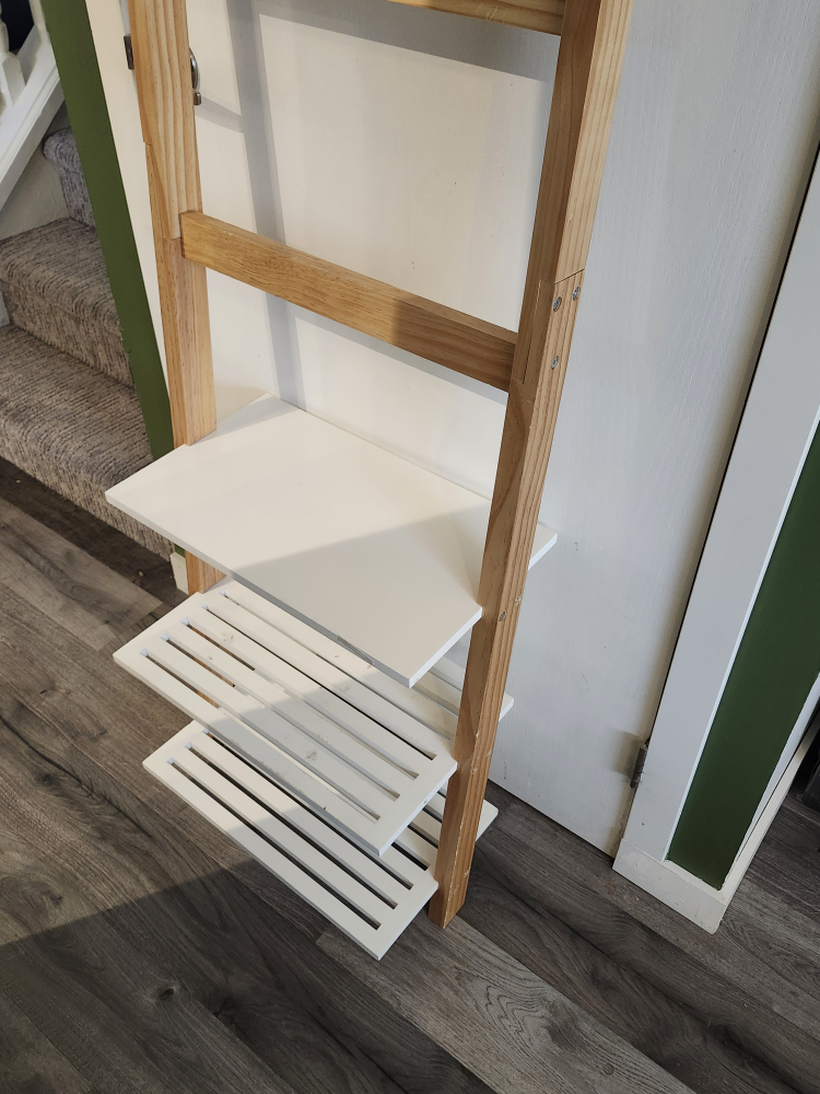 Wooden Ladder Shelf with White Shelves - photo 3
