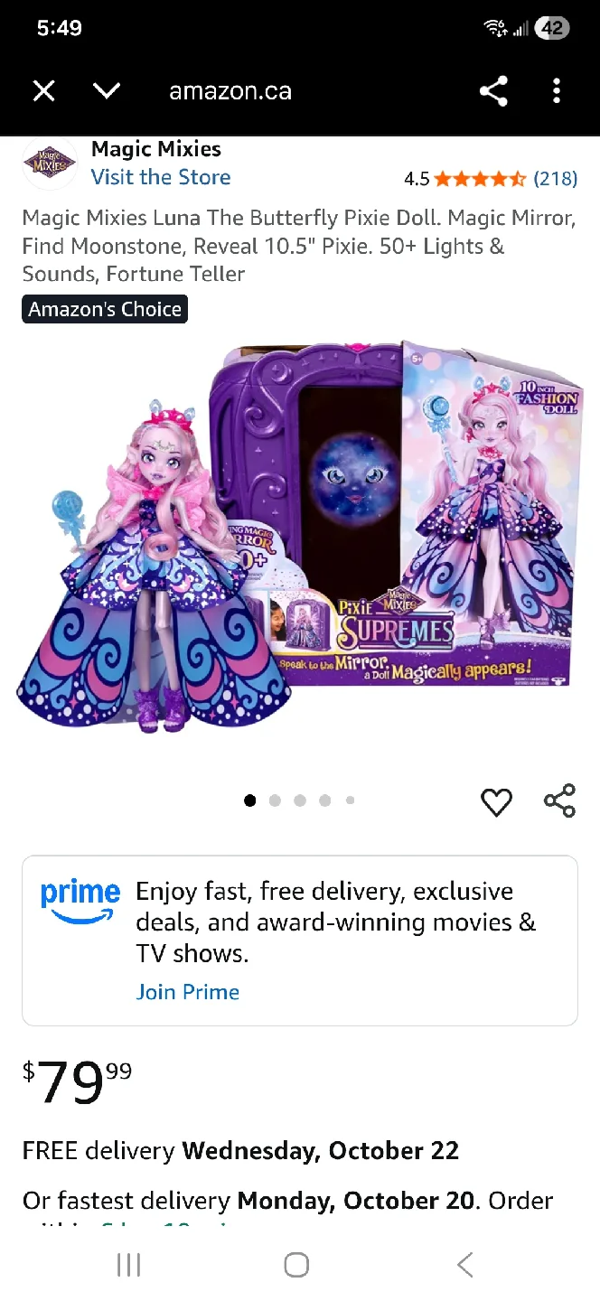 Magic Mixies Luna The Butterfly Pixie Doll. Magic Mirror image indicator(8)