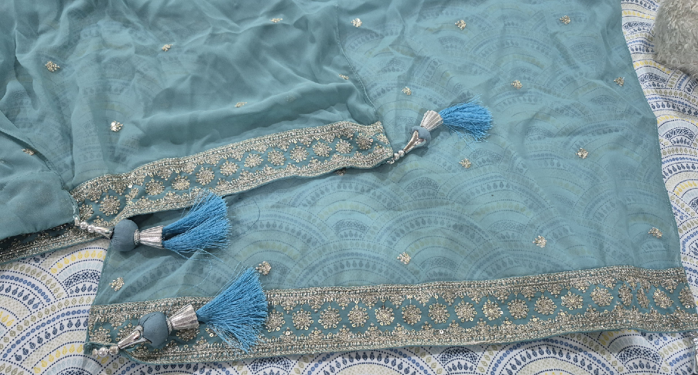Teal Embellished Anarkali Dress - photo 5