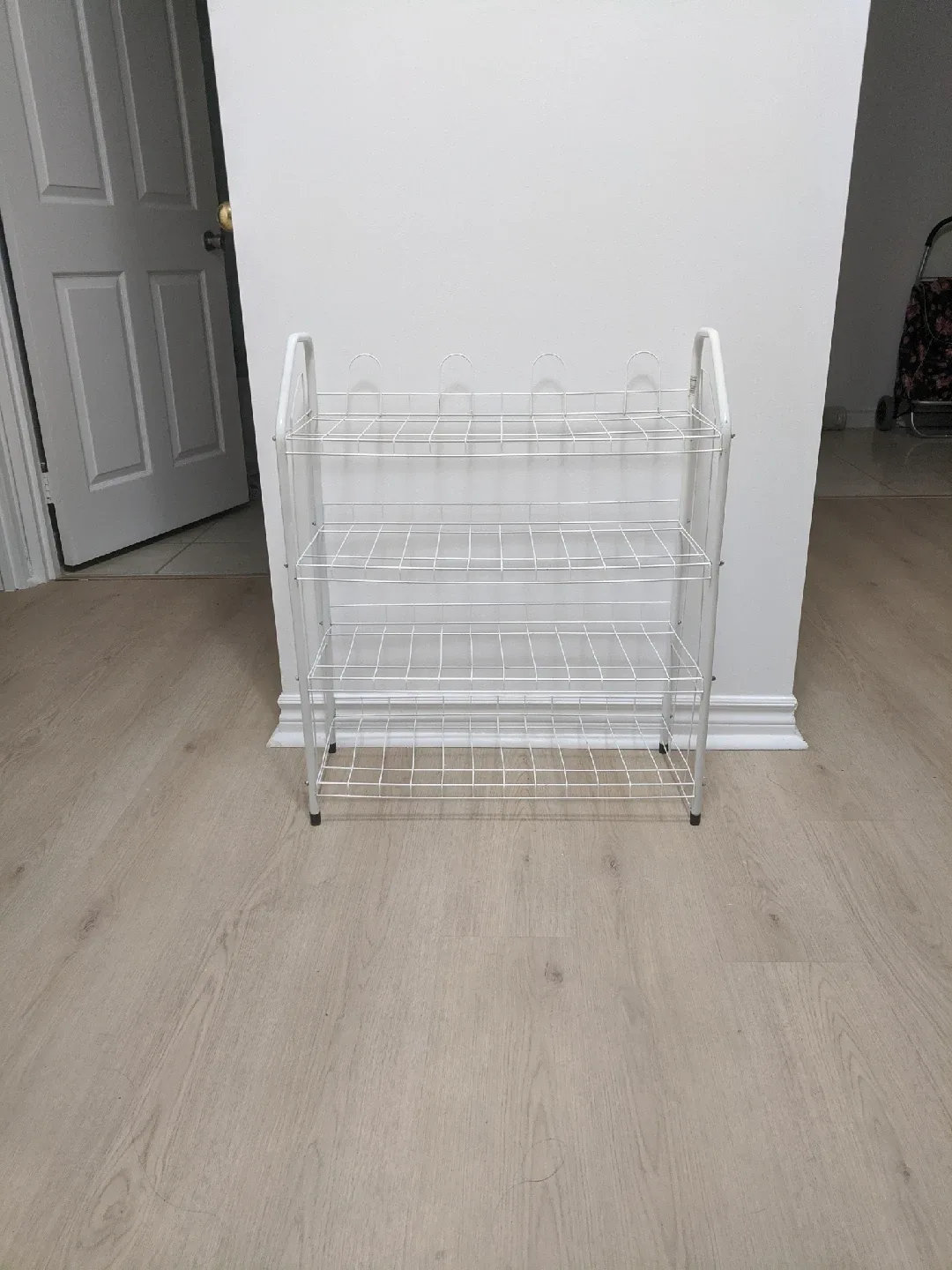 White Metal 4-Tier Shoe Rack thumbnail