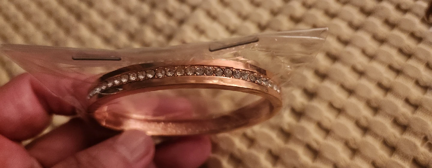 Rose Gold Bangle Bracelet with Rhinestones - photo 4