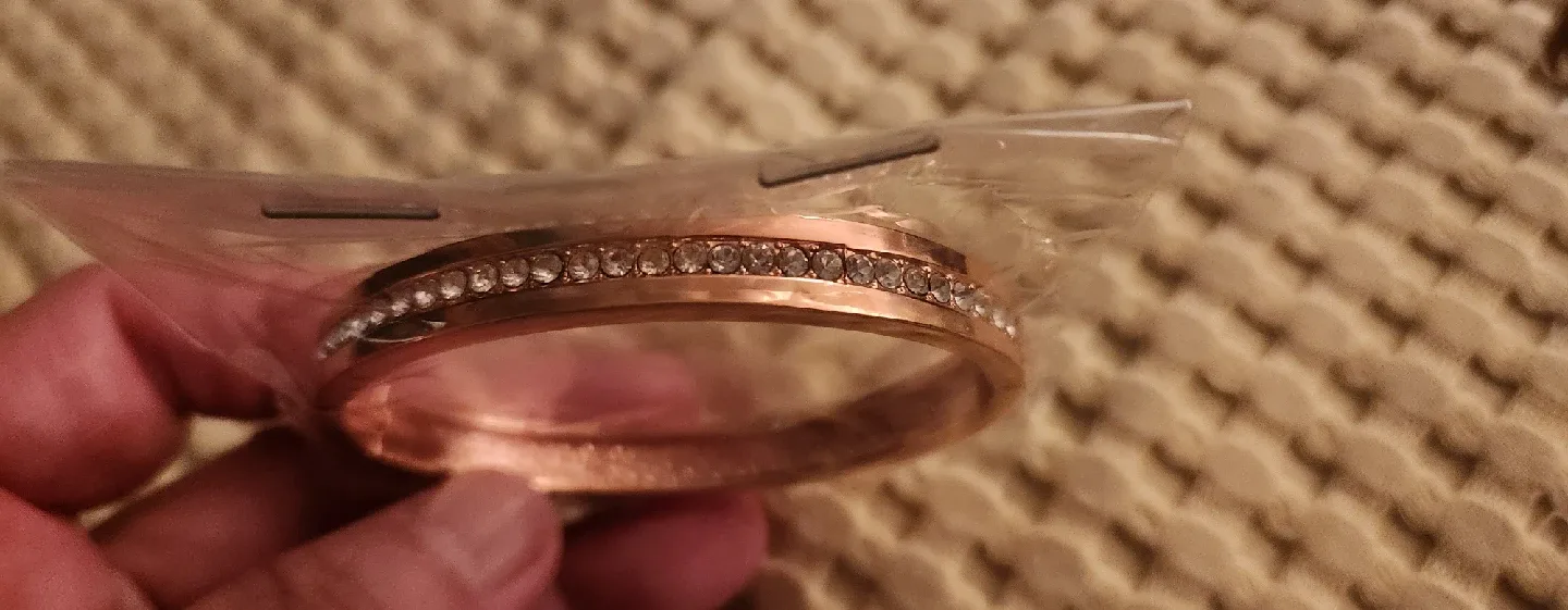 Rose Gold Bangle Bracelet with Rhinestones image indicator(4)