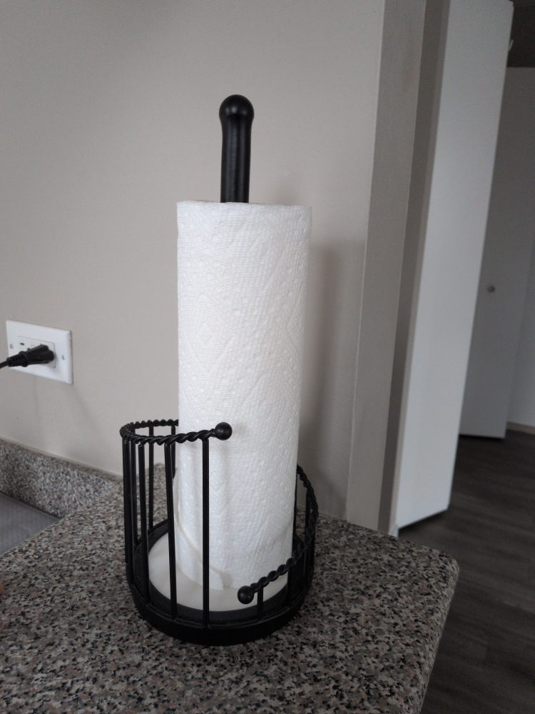 Black Metal & Marble Paper Towel Holder