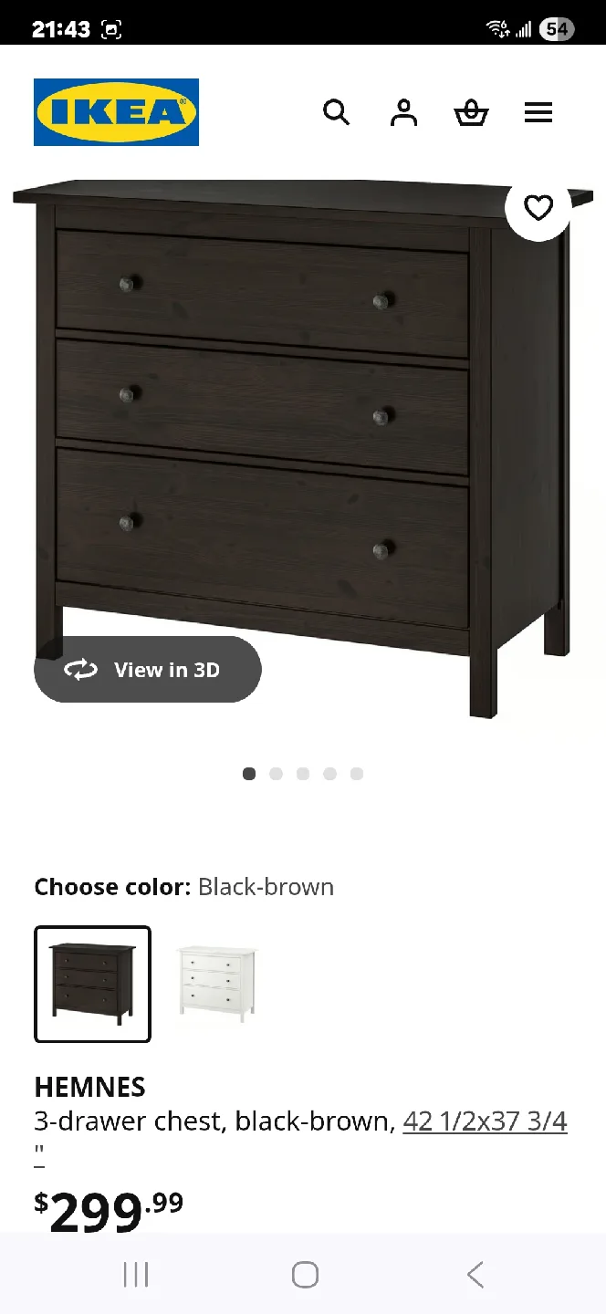 IKEA Hemnes 3-Drawer Chest - Black-Brown image indicator(4)