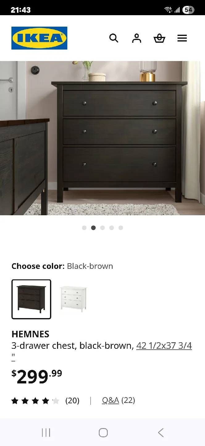 IKEA Hemnes 3-Drawer Chest - Black-Brown image indicator(8)