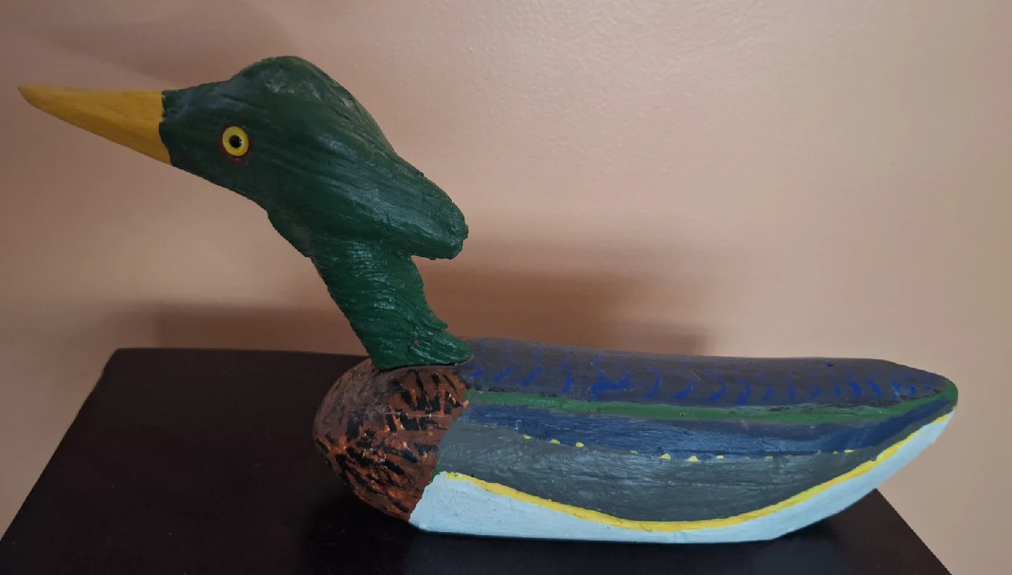 Vintage Large Hand Carved Duck Decoy image indicator(2)