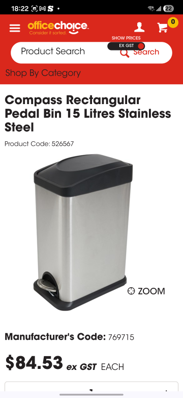 Compass Rectangular Pedal Bin 15 Litres Stainless Steel - photo 5