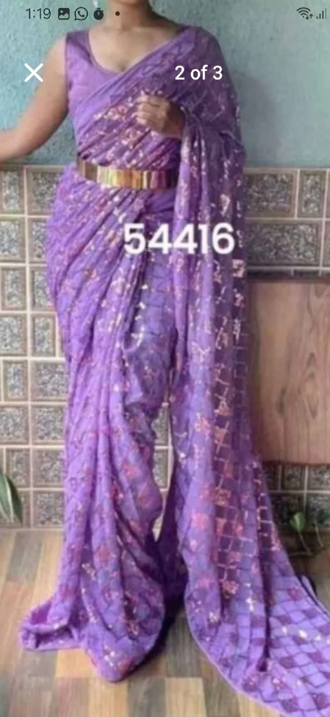 Premium Georgette Ready to Wear Saree - XXL🧡 thumbnail