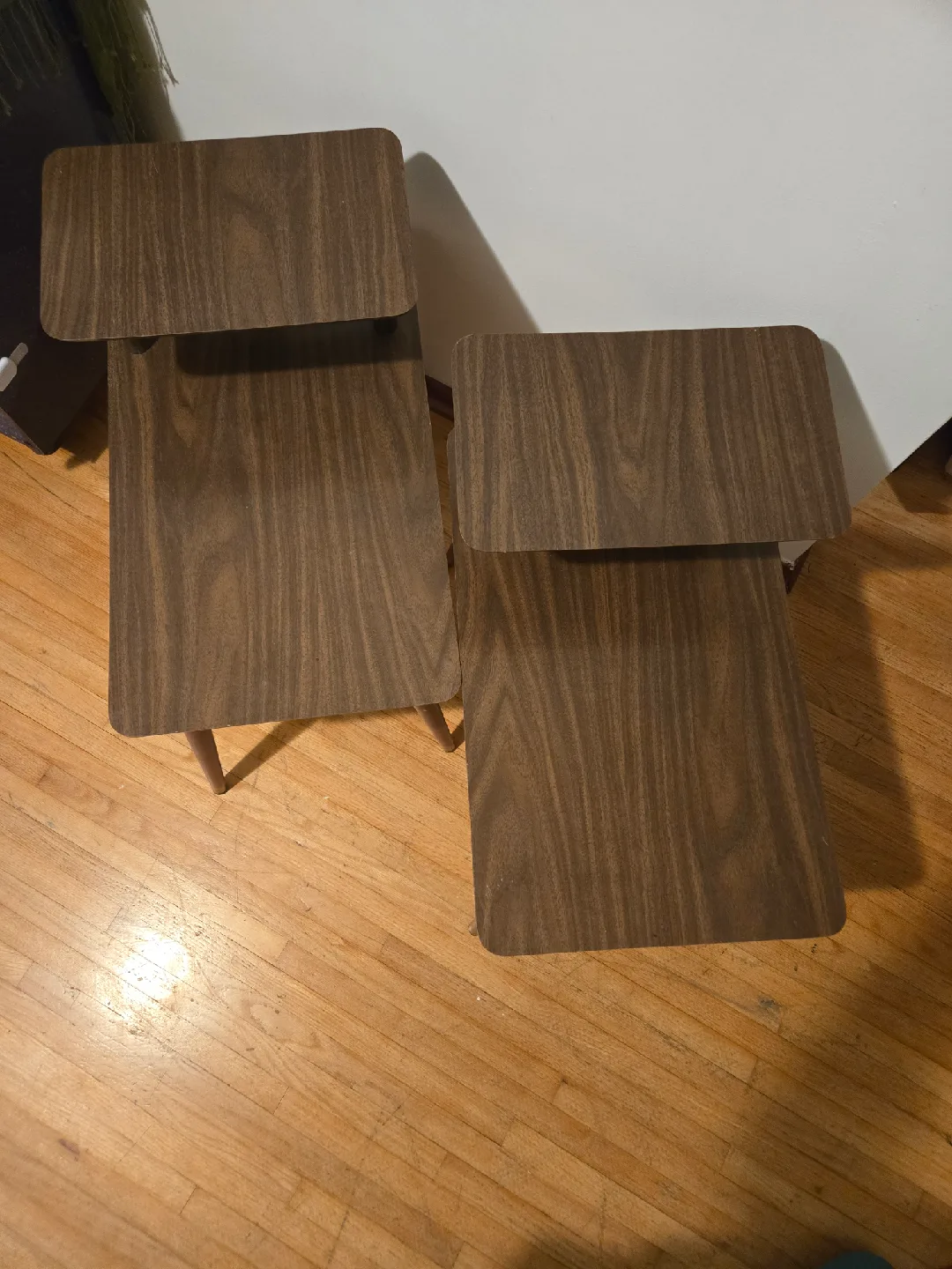 2 Vintage Mid Century Style Side Tables - Brown Wood image indicator(2)