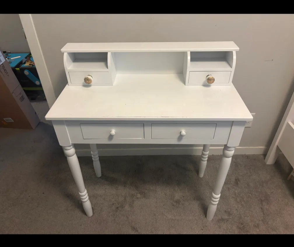 White Vanity Desk with Drawers