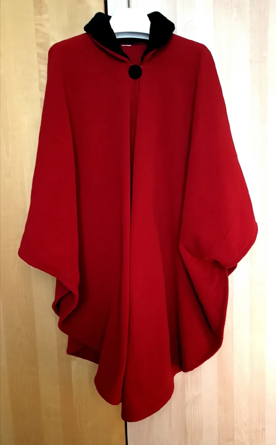 Red Fleece Cape with Black Collar thumbnail