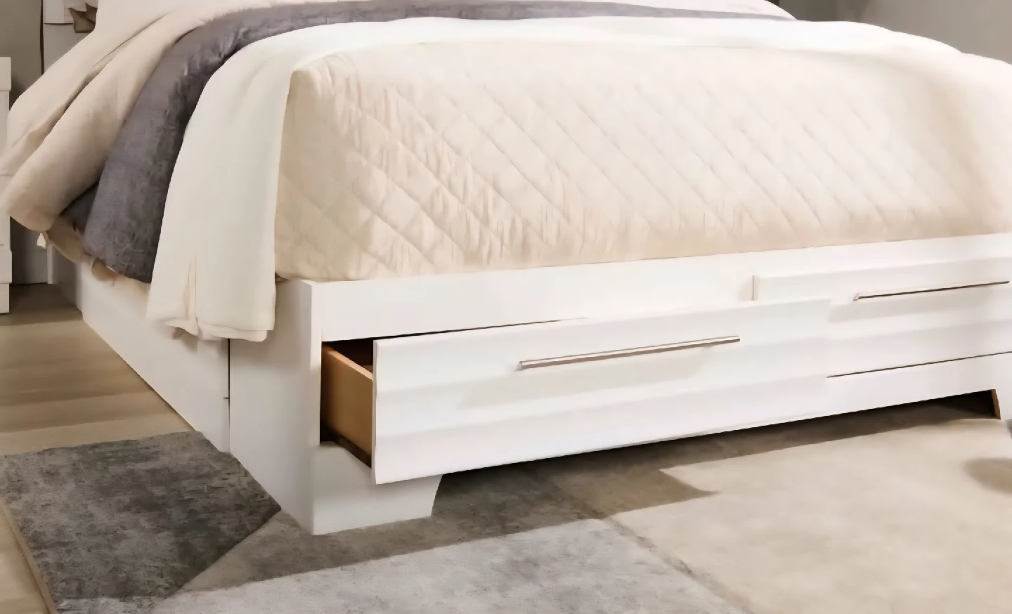 White Bed Frame with Storage Drawers - photo 2