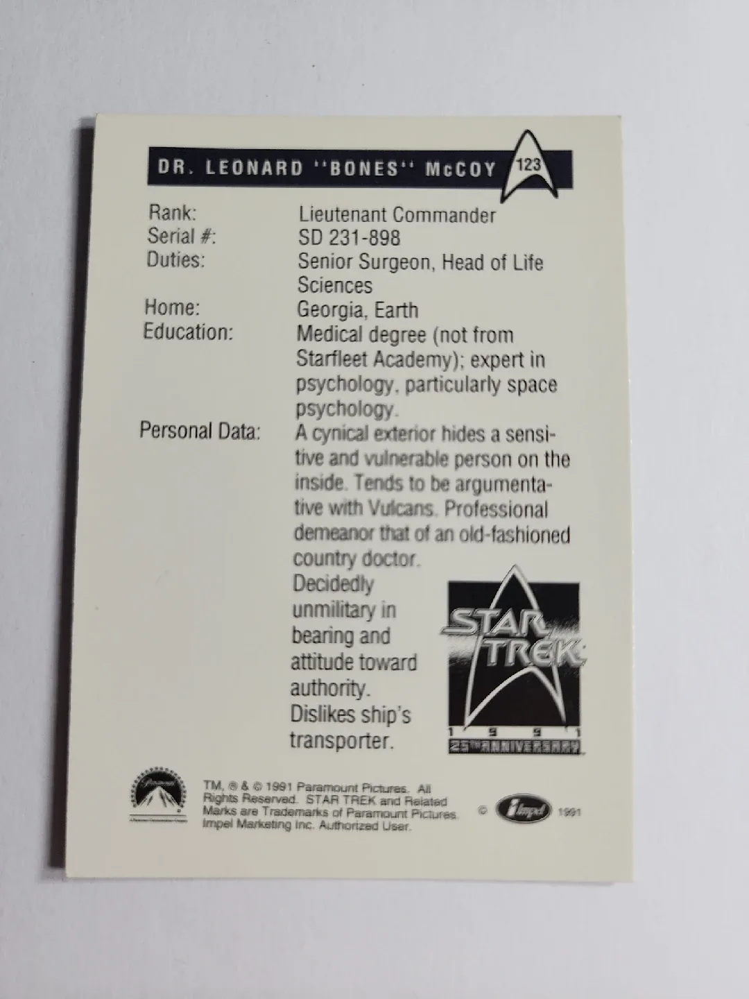 Star Trek Dr. Leonard "Bones" McCoy Trading Card image indicator(2)