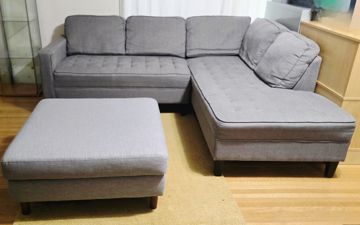 Grey Sectional Sofa with Ottoman
