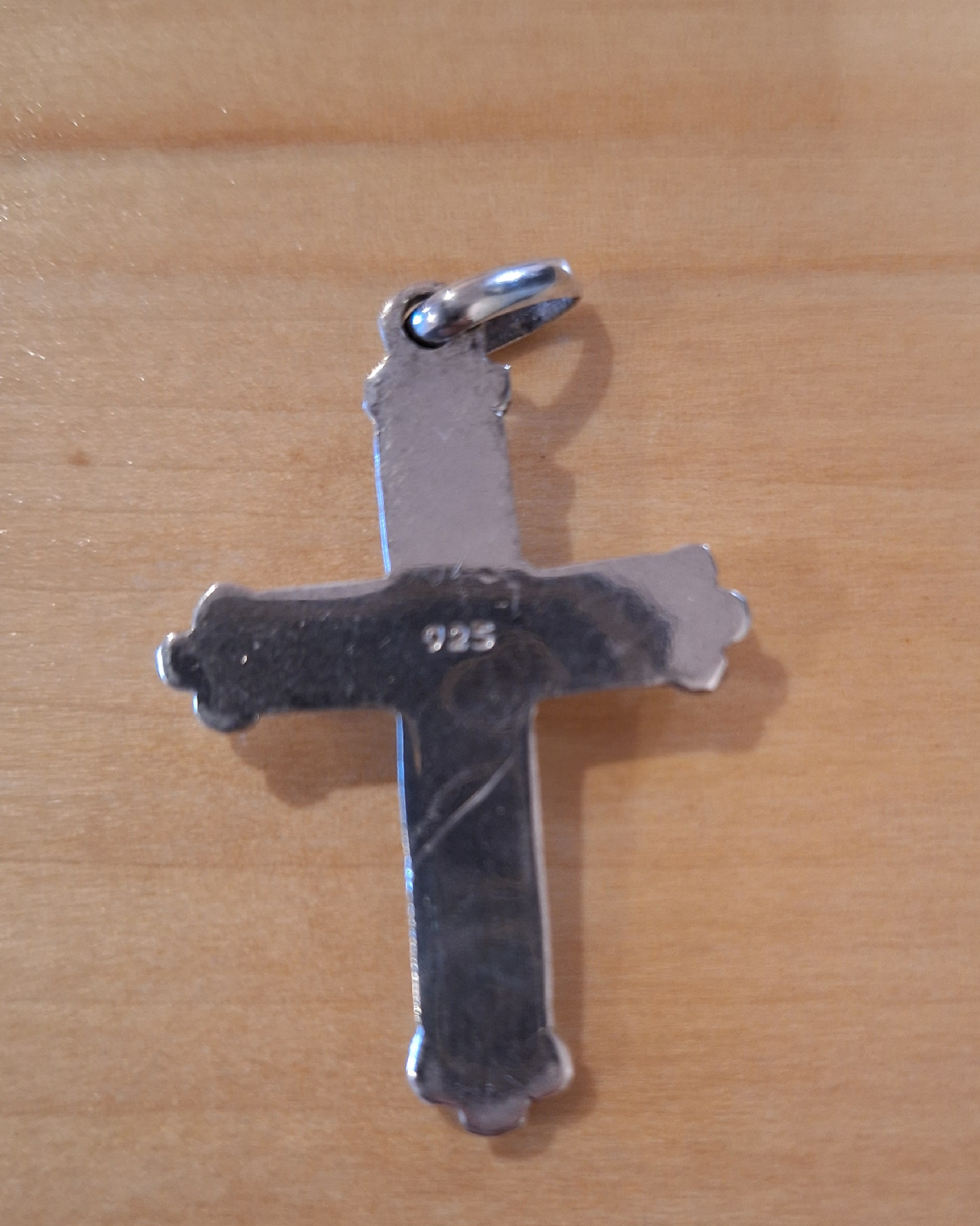 Silver Cross Pendant with amethyst stone marked 925 - photo 2