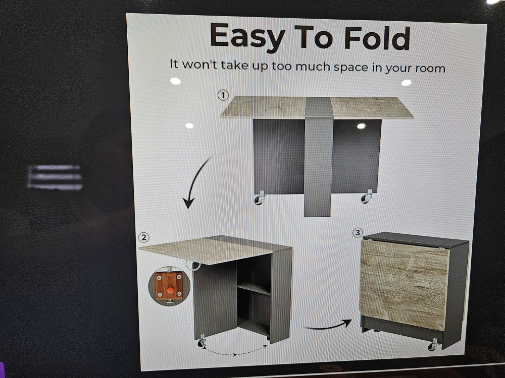 Foldable Drop Leaf Dining Table with Wheels
