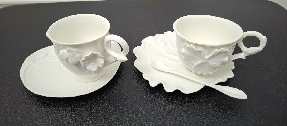 White Ceramic Teacup & Saucer Set