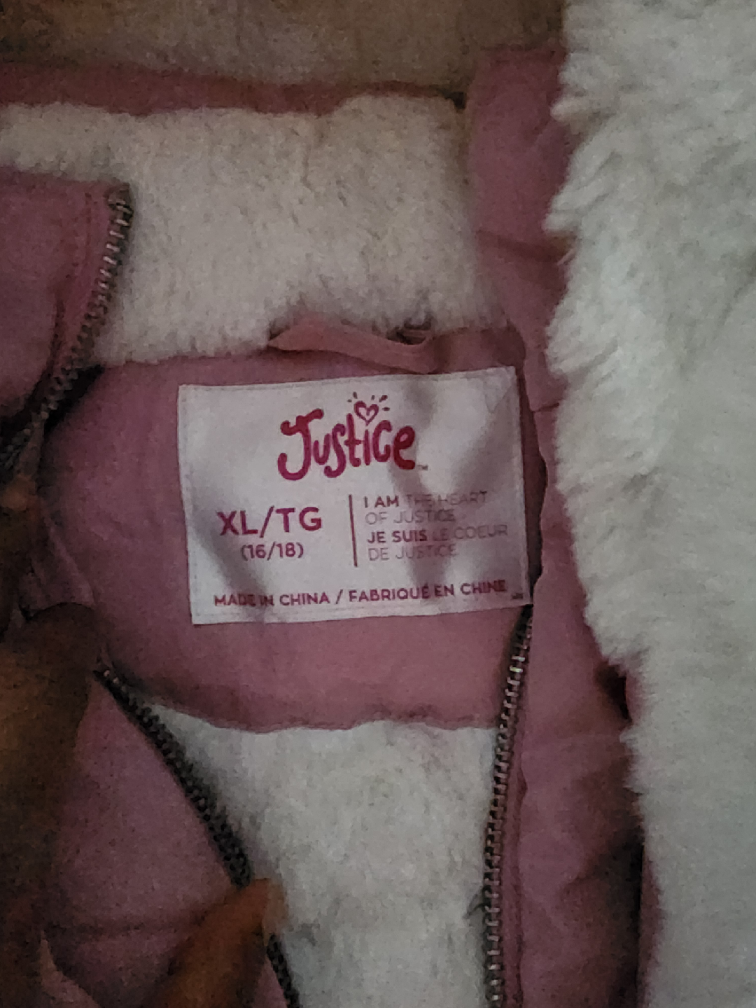 Justice Girls' Pink Winter Coat - Size XL (16/18) - photo 2