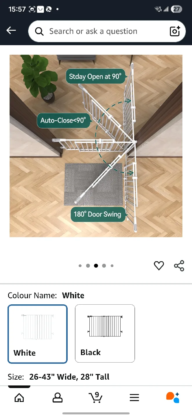 Babelio 26-43" White Auto Close Baby/Dog Gate image indicator(4)