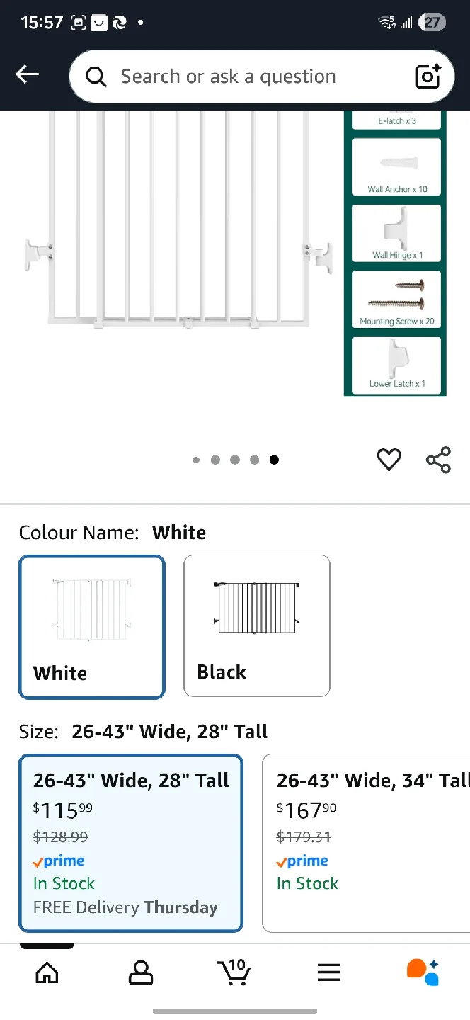 Babelio 26-43" White Auto Close Baby/Dog Gate image indicator(7)