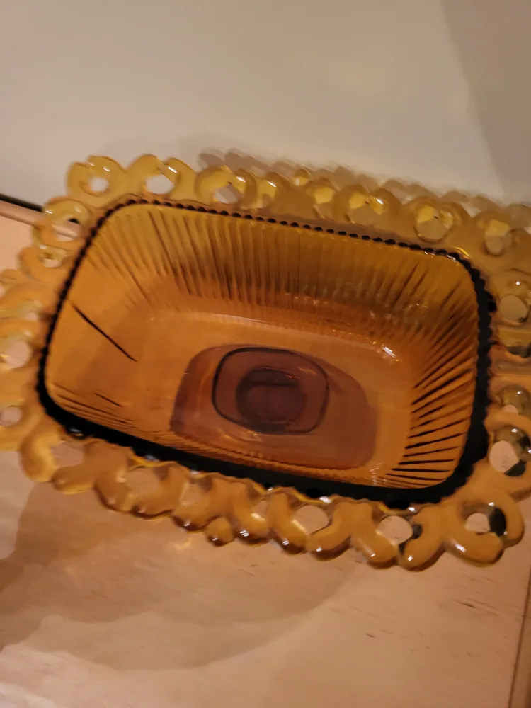 Vintage Indiana Glass Harvest Amber Butter Dish image indicator(4)