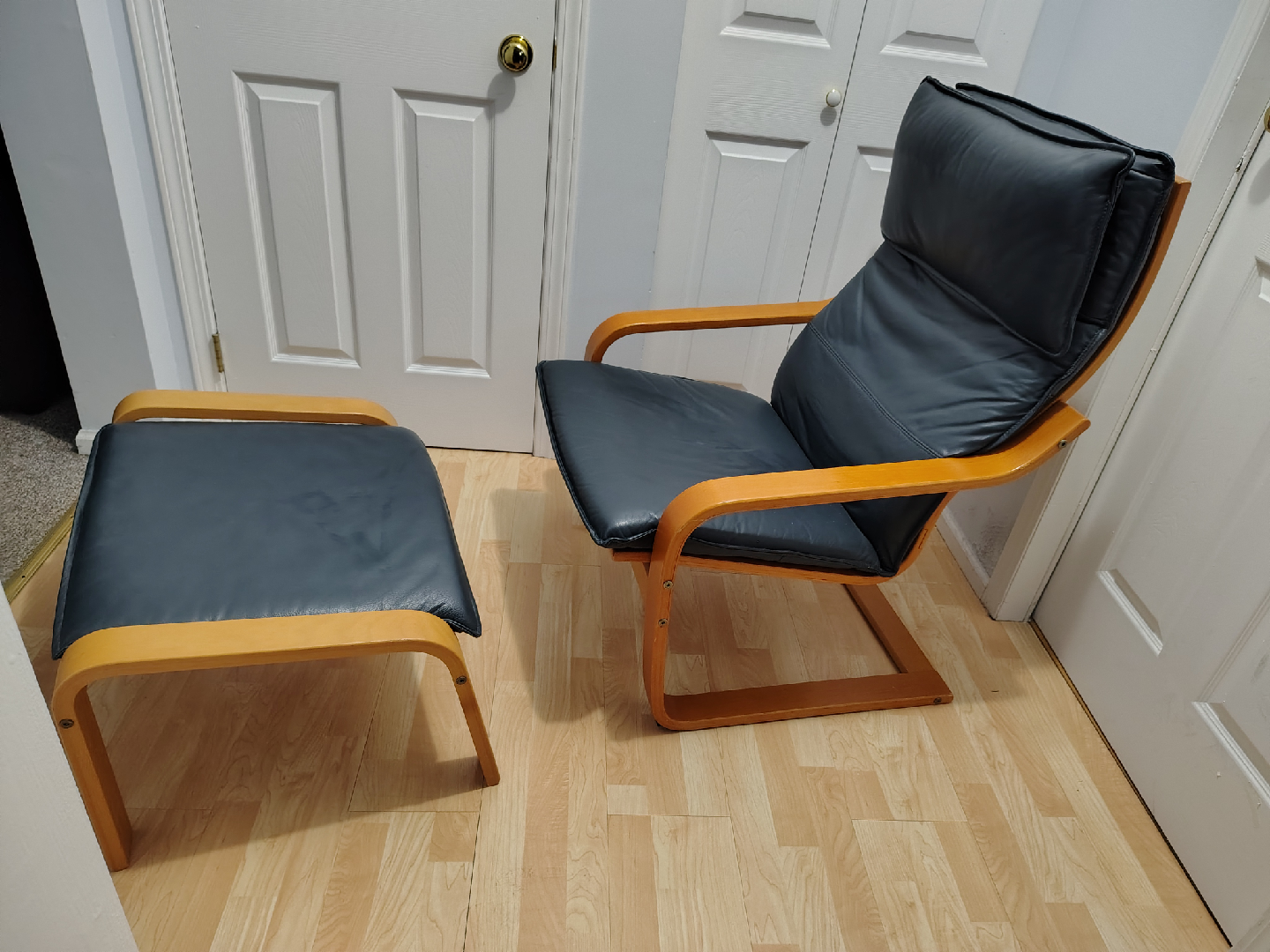 Poang Chair and Ottoman Leather - IKEA
