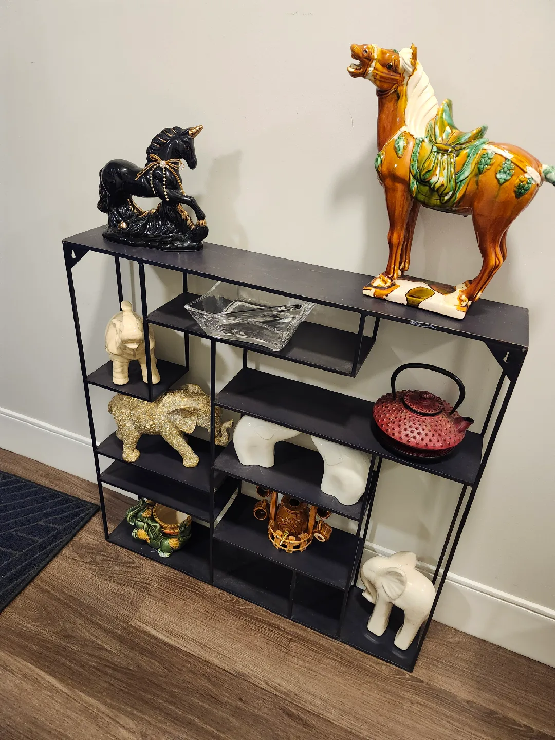 Black Metal Wall Panel Display Shelf - Horses/Elephants Included image indicator(2)