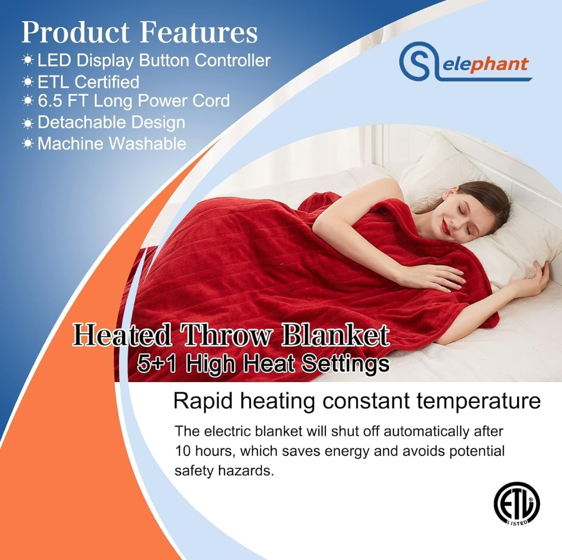 Elephant Burgundy Heated Throw Blanket - photo 2