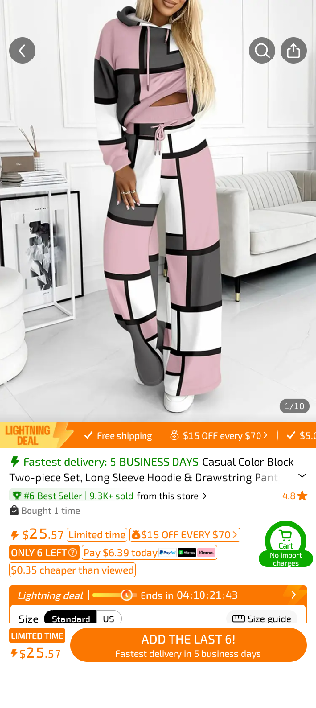 Soft cute and well cut Color Block Two-Piece Set Temu.  Too snug - photo 5