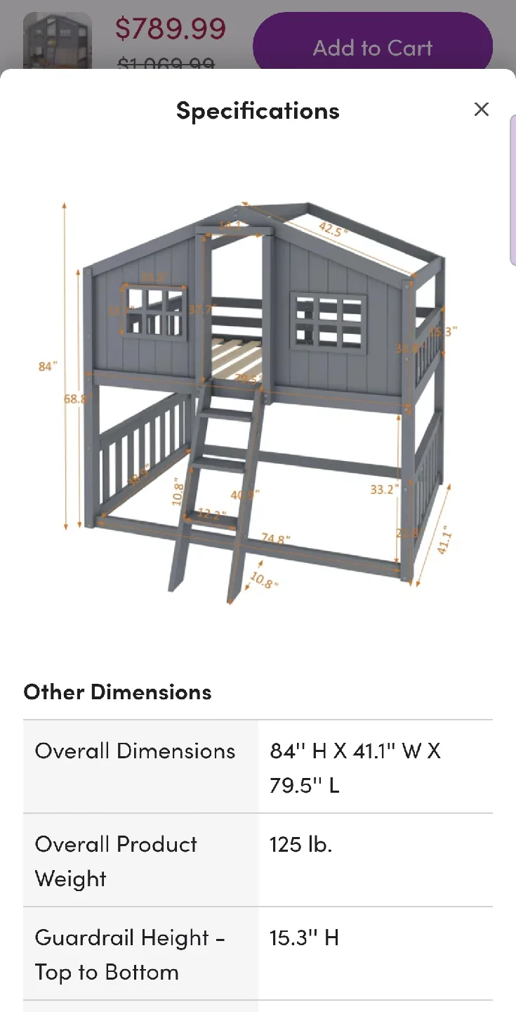 Grey Wooden Bunk Bed with House Design image indicator(8)