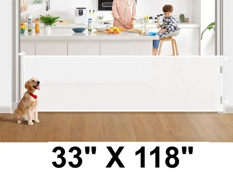 RETRACTABLE MESH PET SAFETY GATE - 33" x 118" - thumbnail