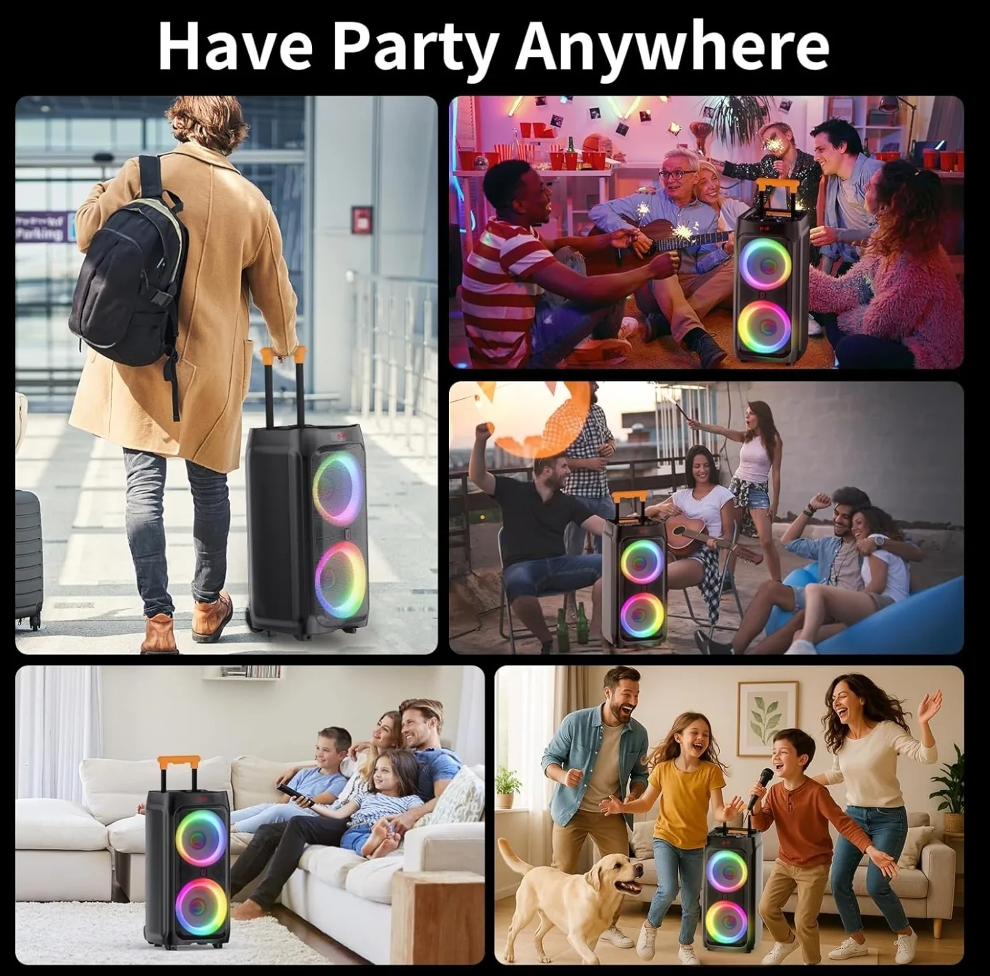 Portable Karaoke Speaker with Dual Subwoofers thumbnail
