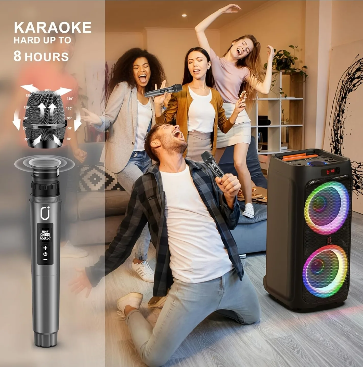 Portable Karaoke Speaker with Dual Subwoofers image indicator(5)