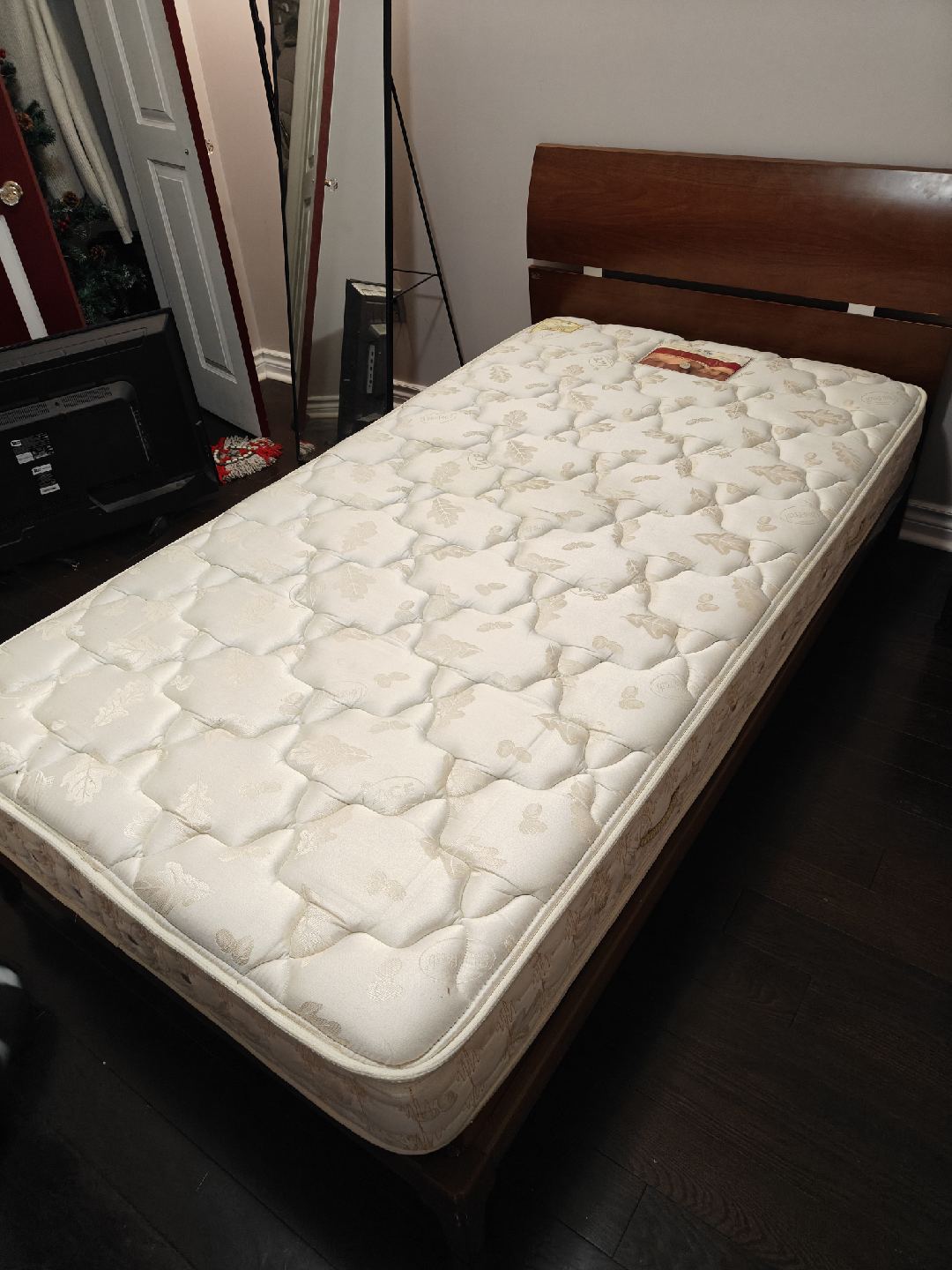 Twin Mattress and Premium Wood Bed Frame - Must Go! - photo 2