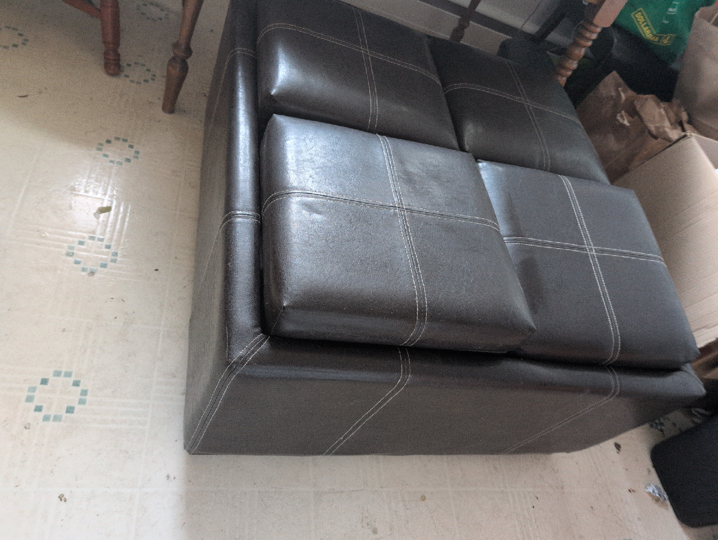Brown Faux Leather Ottoman