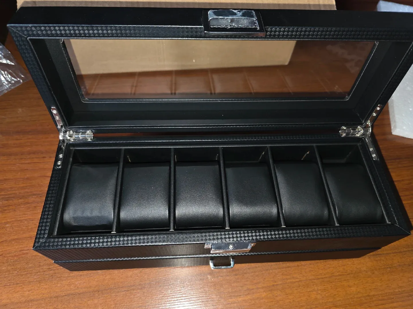 Black Carbon Fiber Watch Box Organizer