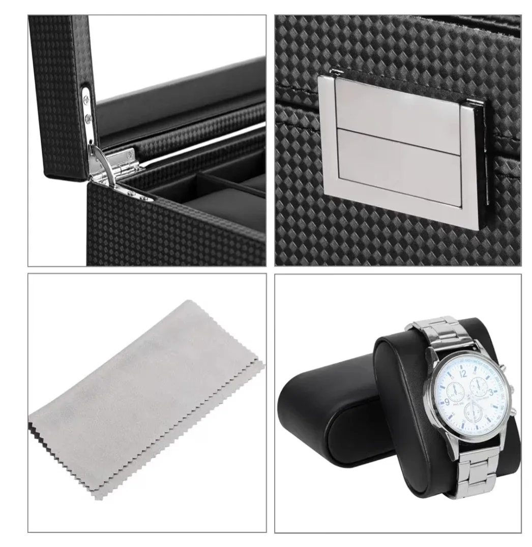 Black Carbon Fiber Watch Box Organizer image indicator(5)