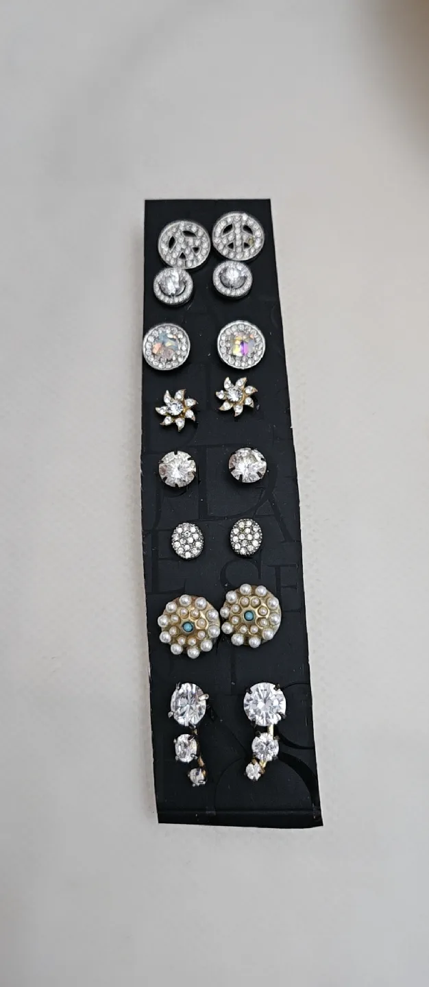 Assorted Stud Earrings - Rhinestone, Pearl thumbnail