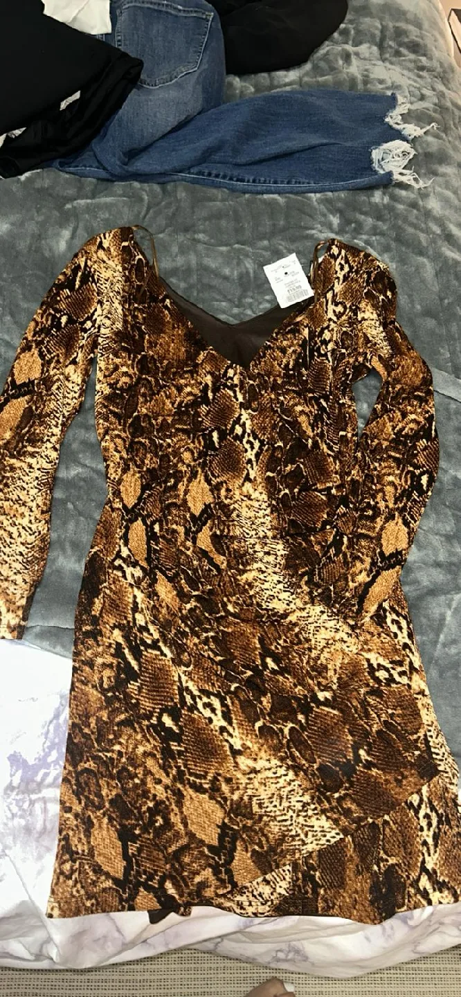 MNG Casual Snakeskin Print Dress - Size XS thumbnail