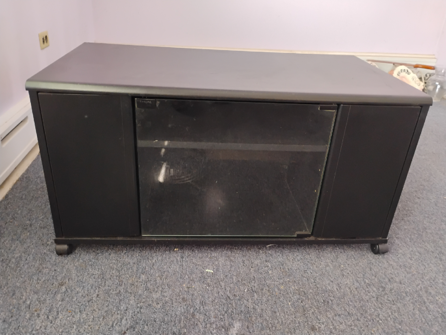 Black TV Stand with Glass Door