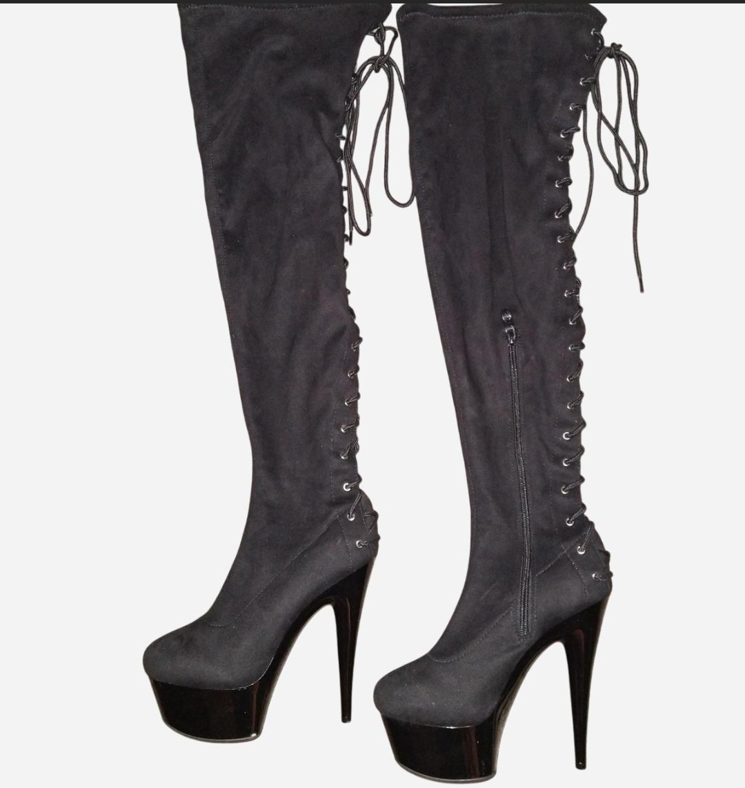 Ellie Sexy 6" Velvet Platform Stiletto's Over the Knee Boots
