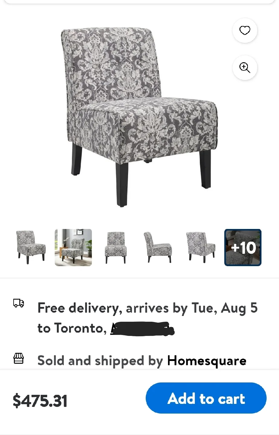 A Pair of Grey Accent Chairs  - Like New Each image indicator(2)