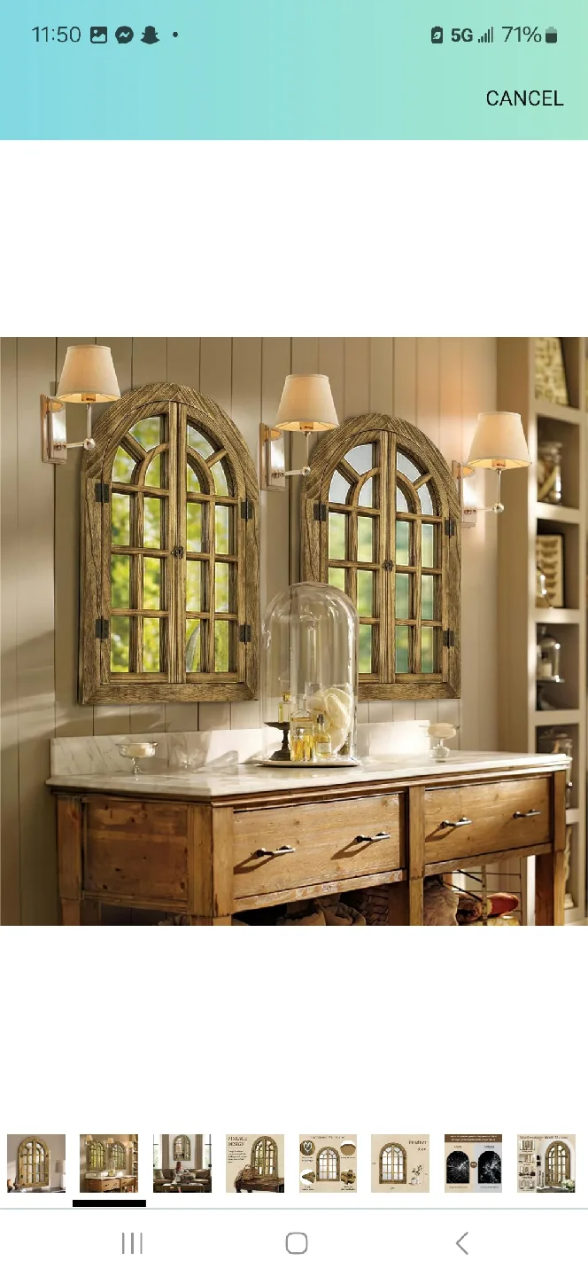 Vintage Farmhouse Wooden Frame Window Mirror image indicator(3)