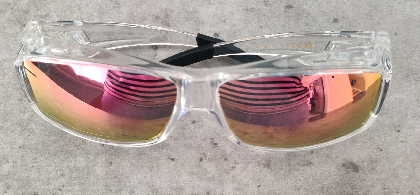 Clear Framed Sunglasses with Rose-Tinted Lenses