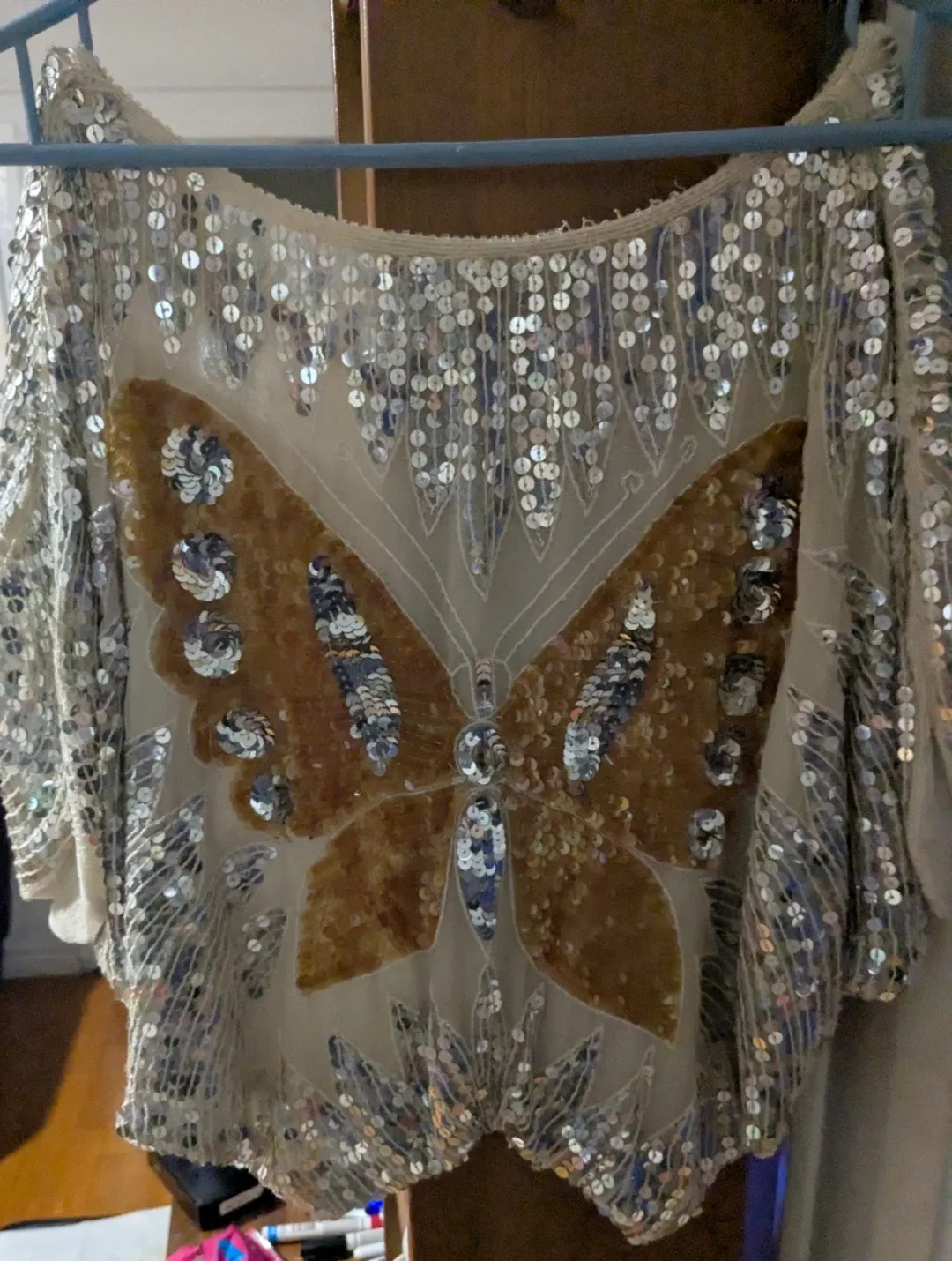 Sequin Butterfly Top - 100% Silk & Rayon image indicator(2)