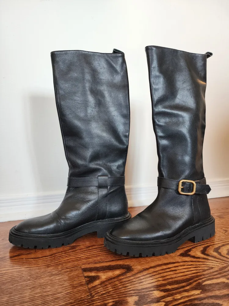 ZARA Size 8 Eu39 Black Knee High Boots - MOVING SALE image indicator(3)