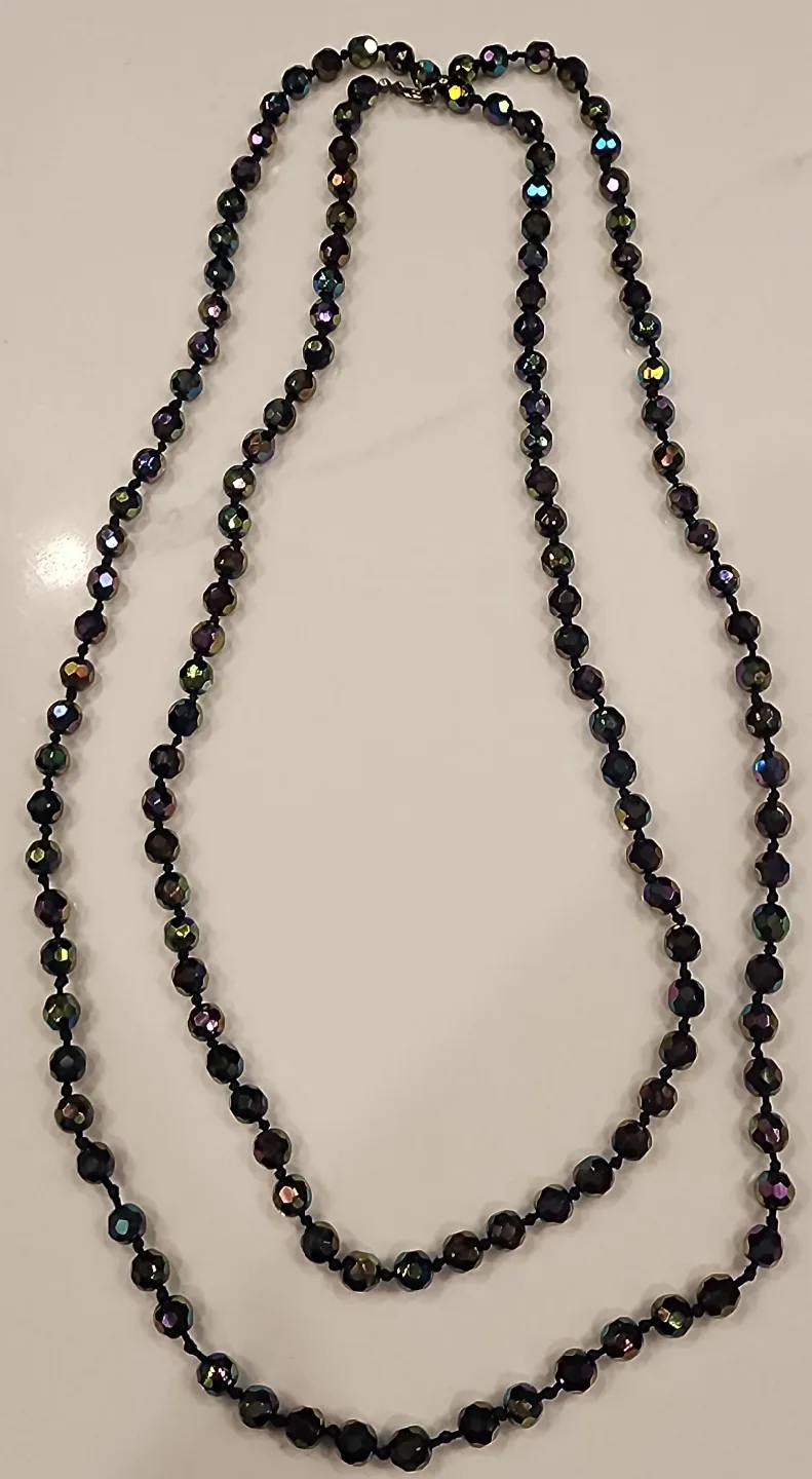 Vintage Carnival Glass Bead Necklace thumbnail